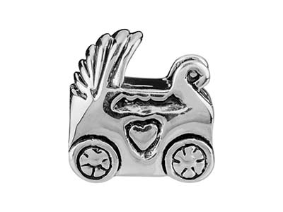 Sterling Silver Pram Charm Bead - Standard Image - 1