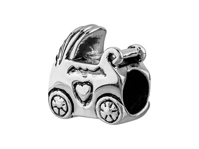 Sterling Silver Pram Charm Bead - Standard Image - 2