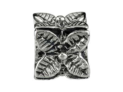 Sterling Silver Flower Cube Charm  Bead - Standard Image - 1