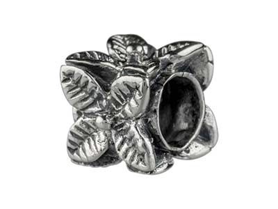 Sterling Silver Flower Cube Charm  Bead - Standard Image - 2