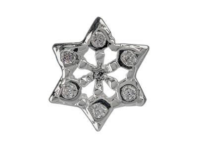 Sterling Silver Snowflake Charm    Bead Set With Cubic Zirconia