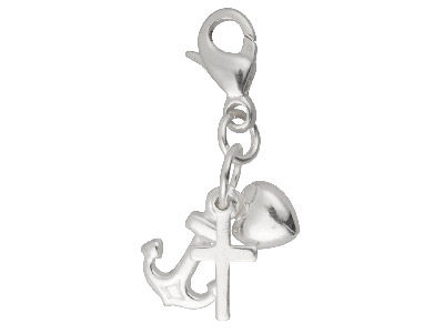 Sterling Silver Faith Hope And     Charity Charm With 11m Carabiner   Trigger Clasp
