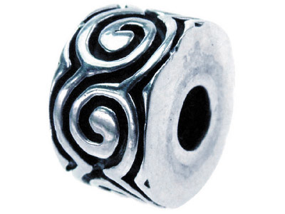 Sterling Silver Oxidised Stopper   Bead Scroll Pattern - Standard Image - 1