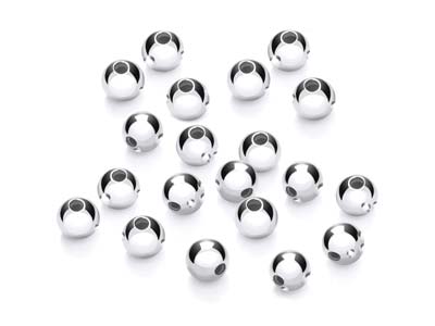 Argentium 960 Silver Beads Plain   Round 3mm Pack of 20 2 Hole Bead - Standard Image - 2