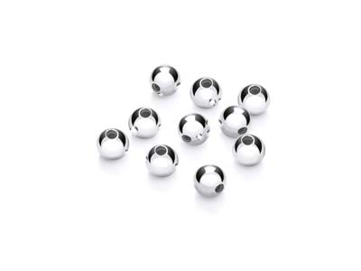Argentium 960 Silver Beads Plain   Round 6mm Pack of 10 2 Hole Bead - Standard Image - 2