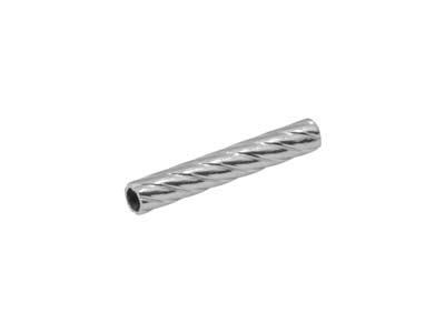 Sterling Silver Corrugated Spiral  12.7x2mm Tube Beads Pack of 25 - Standard Image - 1