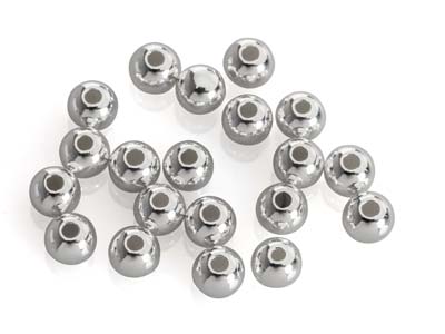 Sterling Silver Plain Round 4.0mm 2 Hole Beads Pack of 20 - Standard Image - 2