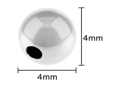 Sterling Silver Plain Round 4.0mm 2 Hole Beads Pack of 20 - Standard Image - 3