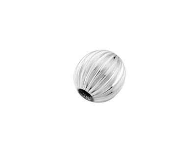 Sterling Silver Corrugated Round   8mm 2 Hole Beads Pack of 5