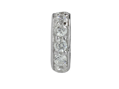 Sterling Silver 6mm Bead Spacer    With Cubic Zirconia - Standard Image - 3