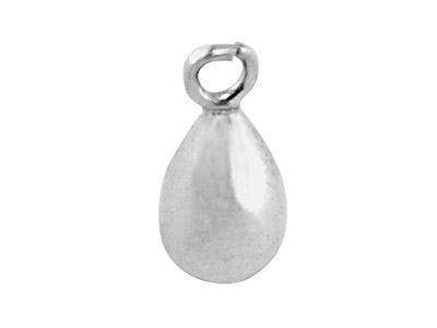 Sterling Silver Solid Teardrop 7mm Bead With Ring, Plain Finish