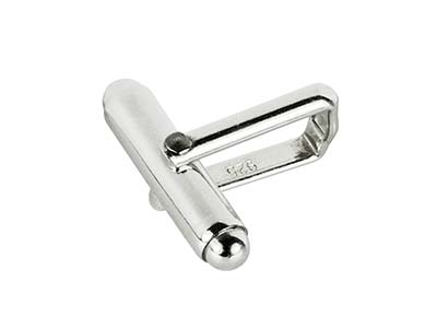 Sterling Silver Assembled Cufflink Fitting Round Bar With U Arm Plain