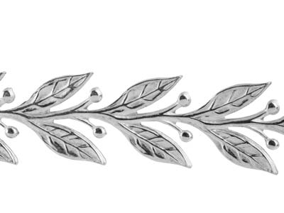 Sterling Silver Leaf And Berry     Gallery Strip 6.7mm - Standard Image - 3