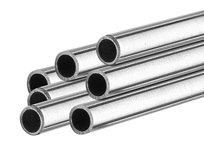 9ct White Gold Tube, Ref 5,        Outside Diameter 3.0mm             Inside Diameter 2.1mm, 0.45mm Wall Thickness, 100% Recycled Gold - Standard Image - 1