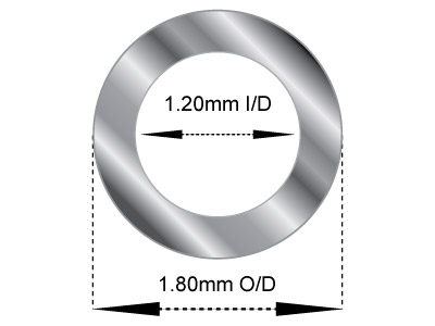 18ct White Gold Tube, Ref 11,      Outside Diameter 1.8mm,            Inside Diameter 1.2mm, 0.3mm Wall  Thickness, 100% Recycled Gold - Standard Image - 2