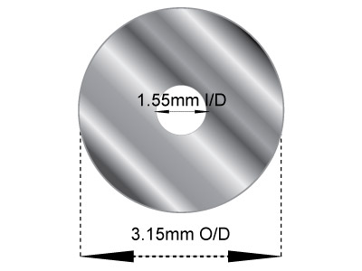 Sterling Silver Jointing Tube,     Outside Diameter 3.15mm,           Inside Diameter 1.55mm, 0.8mm Wall Thickness, 100% Recycled Silver - Standard Image - 2