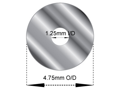 Sterling Silver Jointing Tube,      Outside Diameter 4.75mm,            Inside Diameter 1.25mm, 1.75mm Wall Thickness, 100% Recycled Silver - Standard Image - 2