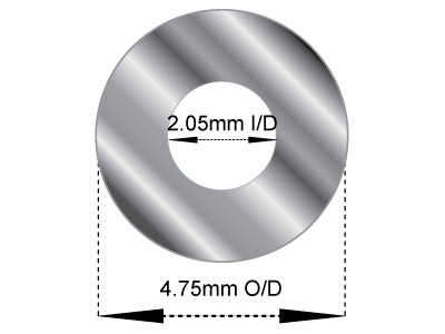 Sterling Silver Jointing Tube,      Outside Diameter 4.75mm,            Inside Diameter 2.05mm, 1.35mm Wall Thickness, 100% Recycled Silver - Standard Image - 2
