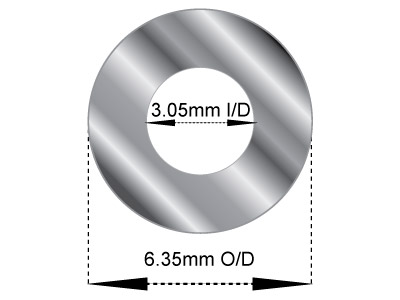 Sterling Silver Jointing Tube,      Outside Diameter 6.35mm,            Inside Diameter 3.05mm, 1.65mm Wall Thickness, 100% Recycled Silver - Standard Image - 2
