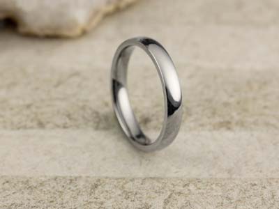 Titanium Court Polished Wedding Ring 3.0mm, Size J, 1.6mm Wall - Standard Image - 2