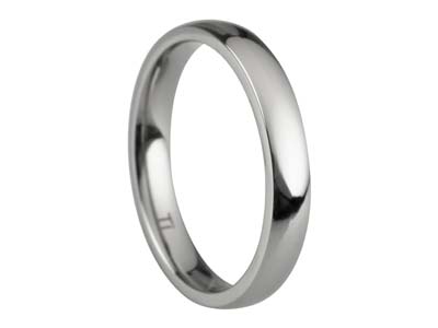 Titanium Court Polished Wedding Ring 3.0mm, Size L, 1.6mm Wall - Standard Image - 1