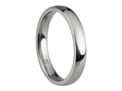 Titanium Court Polished Wedding Ring 3.0mm, Size M, 1.6mm Wall - Standard Image - 1