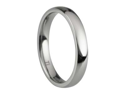 Titanium Court Polished Wedding Ring 3.0mm, Size N, 1.6mm Wall - Standard Image - 1