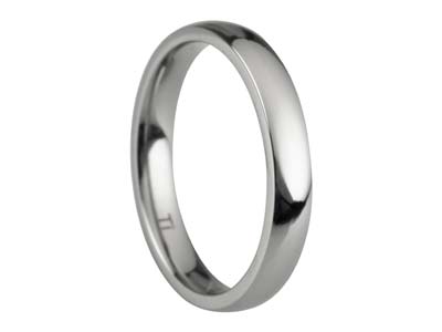 Titanium Court Polished Wedding Ring 3.0mm, Size O, 1.6mm Wall - Standard Image - 1