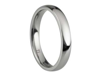 Titanium Court Polished Wedding Ring 3.0mm, Size P, 1.6mm Wall - Standard Image - 1