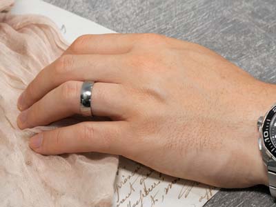 Titanium Court Polished Wedding Ring 3.0mm, Size P, 1.6mm Wall - Standard Image - 4