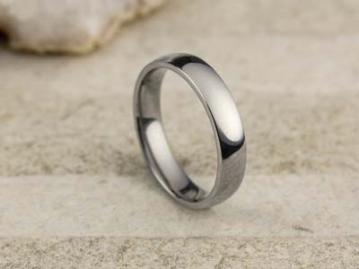 Titanium Court Polished Wedding Ring 4.0mm, Size I, 1.6mm Wall - Standard Image - 2