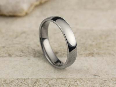 Titanium Court Polished Wedding Ring 4.0mm, Size J, 1.6mm Wall - Standard Image - 2