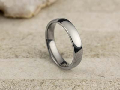 Titanium Court Polished Wedding Ring 4.0mm, Size K, 1.6mm Wall - Standard Image - 2