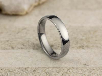 Titanium Court Polished Wedding Ring 4.0mm, Size P, 1.6mm Wall - Standard Image - 2