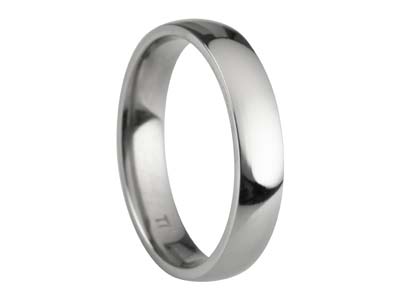 Titanium Court Polished Wedding Ring 4.0mm, Size U, 1.6mm Wall - Standard Image - 1