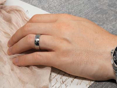 Titanium Court Polished Wedding Ring 4.0mm, Size U, 1.6mm Wall - Standard Image - 4