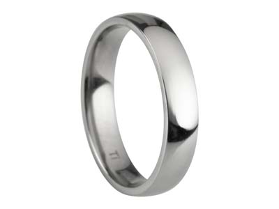 Titanium Court Polished Wedding Ring 4.0mm, Size W, 1.6mm Wall - Standard Image - 1