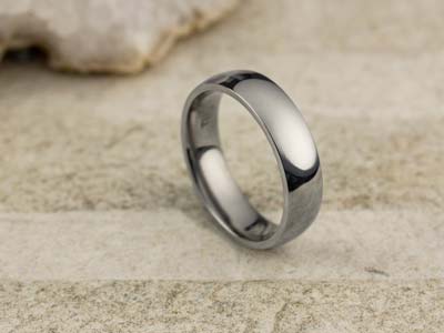 Titanium Court Polished Wedding Ring 5.0mm, Size N, 1.8mm Wall - Standard Image - 2
