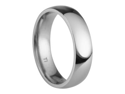 Titanium Court Polished Wedding Ring 5.0mm, Size P, 1.8mm Wall - Standard Image - 1