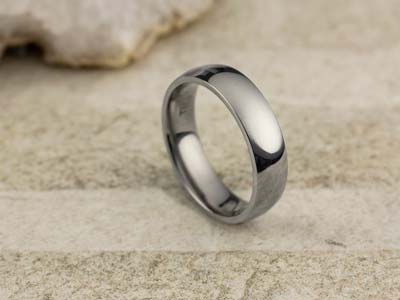 Titanium Court Polished Wedding Ring 5.0mm, Size P, 1.8mm Wall - Standard Image - 2