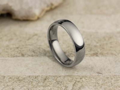 Titanium Court Polished Wedding Ring 5.0mm, Size Q, 1.8mm Wall - Standard Image - 2