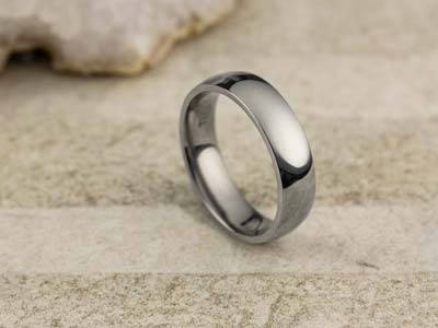 Titanium Court Polished Wedding Ring 5.0mm, Size R, 1.8mm Wall - Standard Image - 2