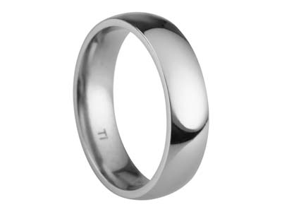 Titanium Court Polished Wedding Ring 5.0mm, Size Y, 1.8mm Wall
