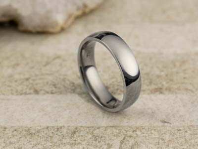 Titanium Court Polished Wedding Ring 5.0mm, Size Y, 1.8mm Wall - Standard Image - 2
