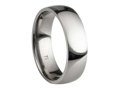 Titanium Court Polished Wedding Ring 6.0mm, Size Q, 1.8mm Wall