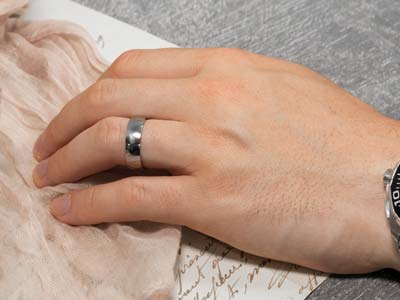 Titanium Court Polished Wedding Ring 6.0mm, Size Q, 1.8mm Wall - Standard Image - 4