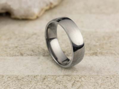 Titanium Court Polished Wedding Ring 6.0mm, Size R, 1.8mm Wall - Standard Image - 2