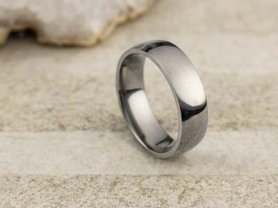 Titanium Court Polished Wedding Ring 6.0mm, Size S, 1.8mm Wall - Standard Image - 2