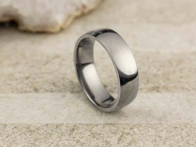 Titanium Court Polished Wedding Ring 6.0mm, Size T, 1.8mm Wall - Standard Image - 2
