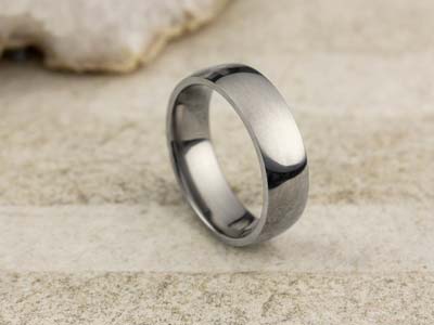 Titanium Court Polished Wedding Ring 6.0mm, Size U, 1.8mm Wall - Standard Image - 2